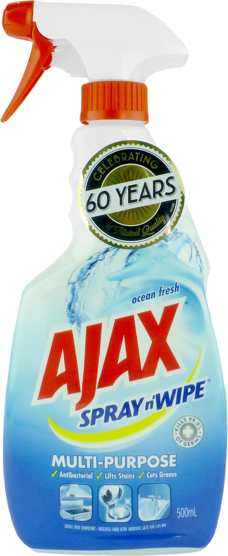 Ajax Spray N Wipe Ocean 5 in 1 Multi Purpose Cleaner  Trigger Pack 500mL