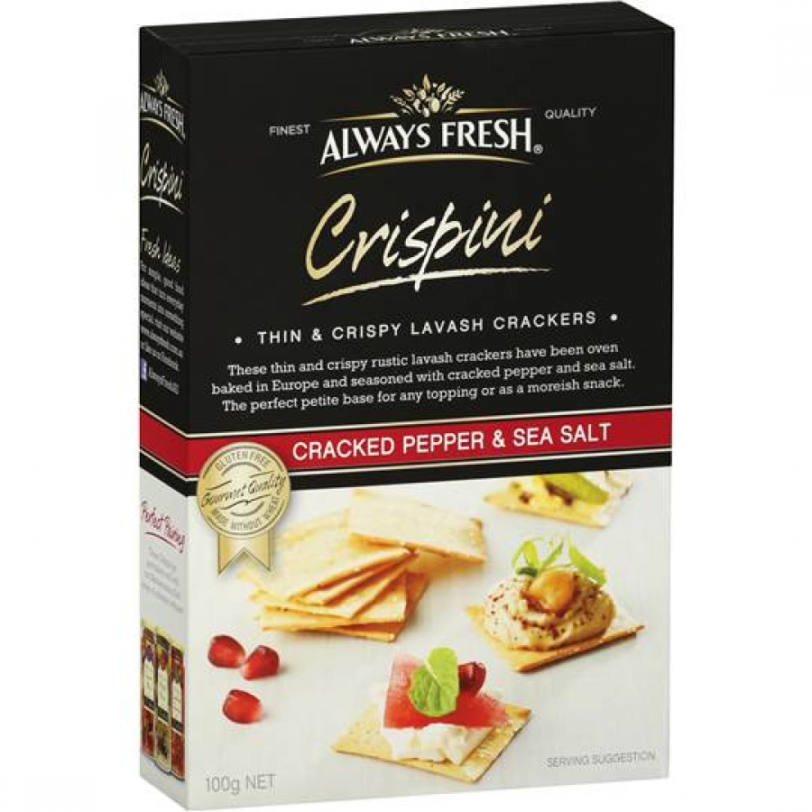 Always Fresh Cracker Pepper & Sea Salt Crispini 100g