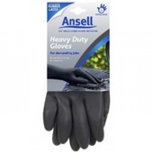 Ansell Large Heavy Duty Black Rubber Gloves 1 pair