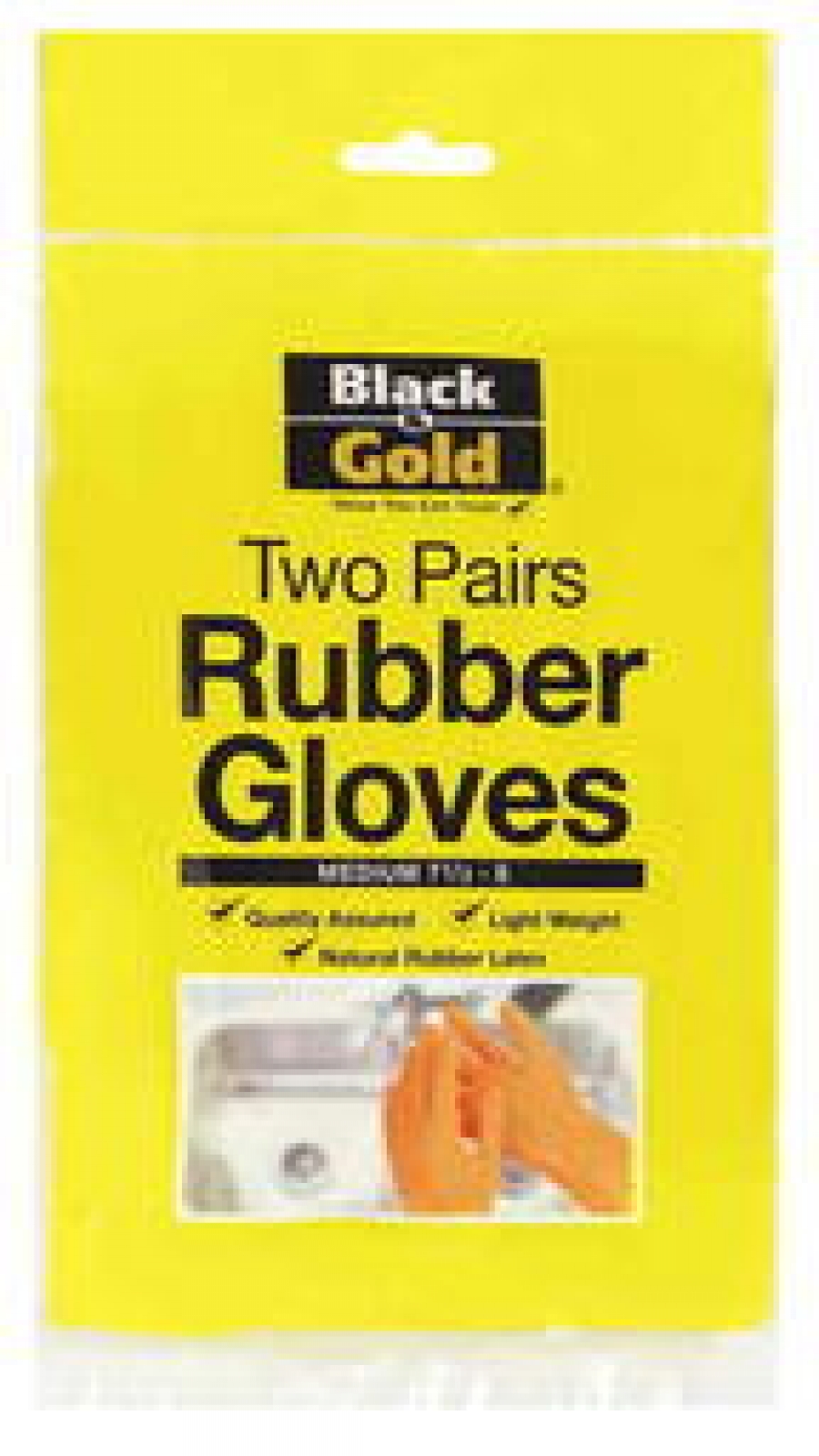 Black & Gold Glove Rubber Medium 2 pack