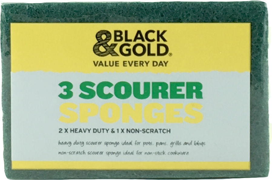 Black & Gold Scourer Sponges 3 pack