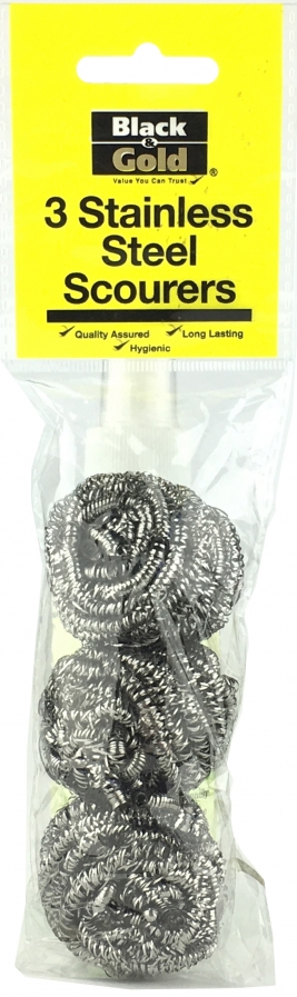 Black & Gold Scourers Stainless Steel 3 pack