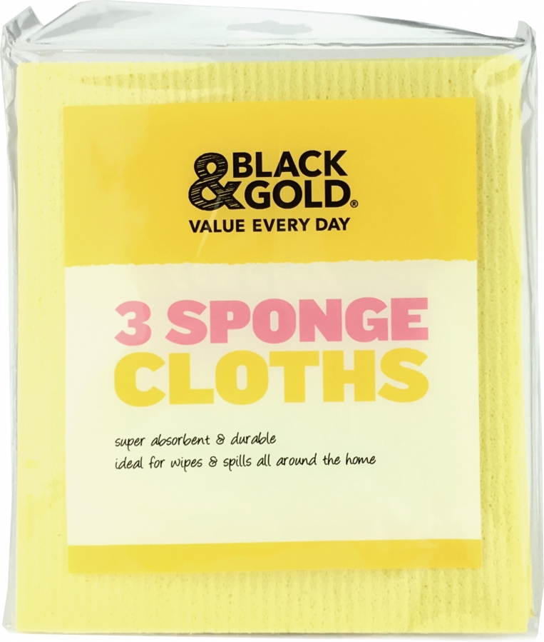 Black & Gold Sponge Cloths 3 pack