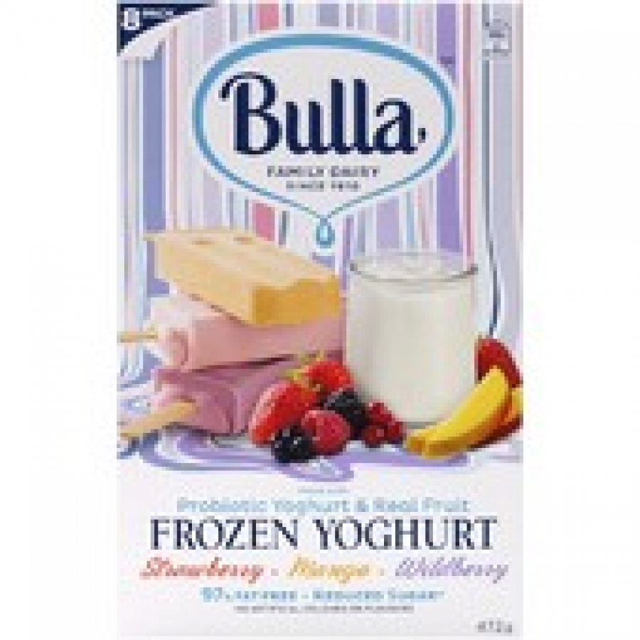 Bulla 97% Fat Free Strawberry Mango & Wildberry Variety Frozen Yoghurt Sticks 8 pack 472g