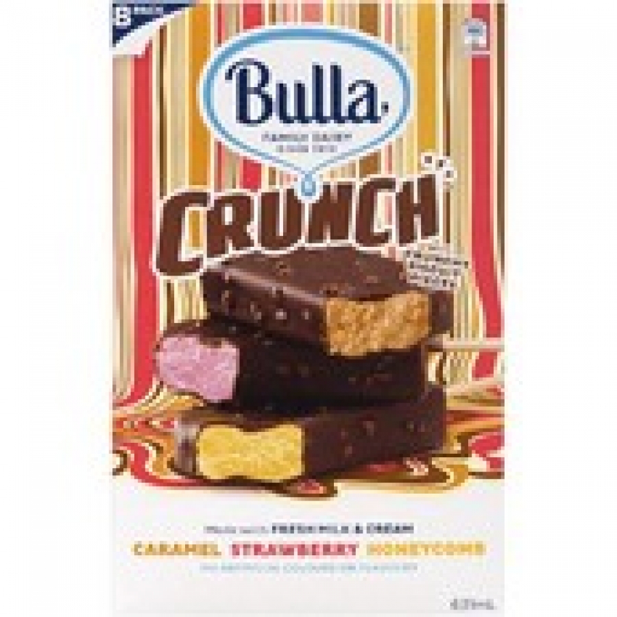 Bulla Crunch Caramel Strawberry & Honeycomb Variety Ice Cream 8 pack 631mL