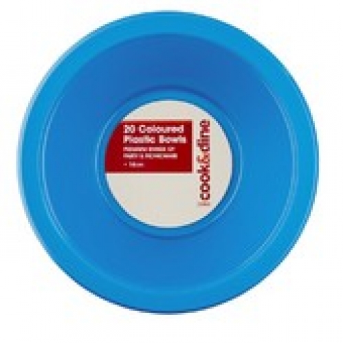 Cook & Dine Plastic Round Bowl Blue 20 pack