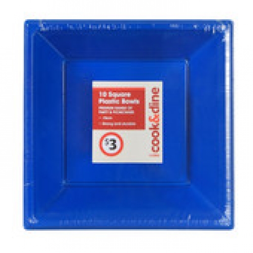 Cook & Dine Square Plastic Bowl Blue Turquoise 10 pack
