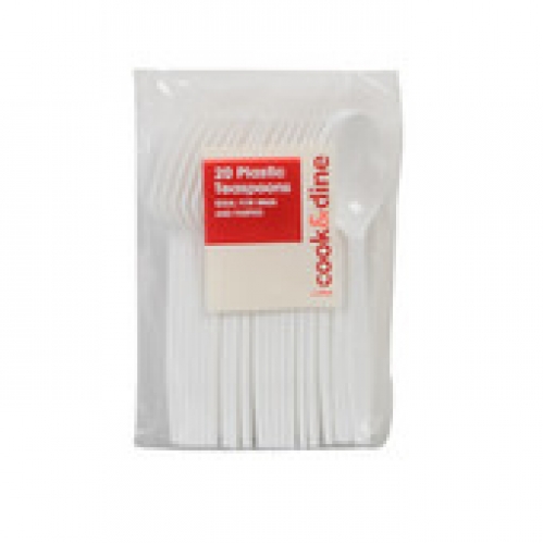 Cook & Dine White Plastic Teaspoons 20 pack