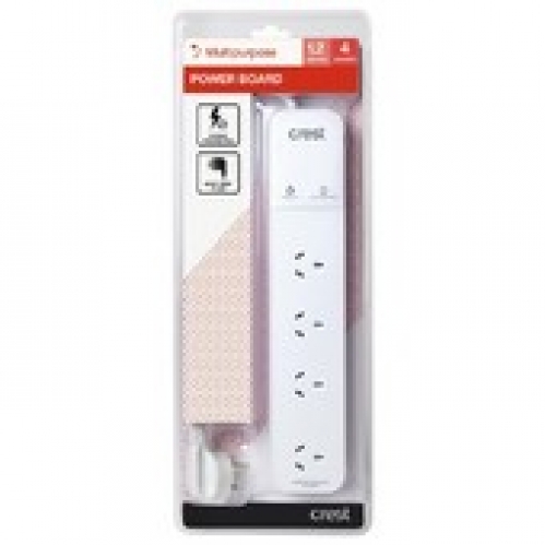 Crest 4 Socket Surge Protected 1.2m Power Board