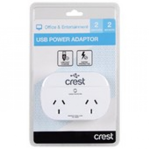 Crest Power Adaptor 2 Sockets 2 USB