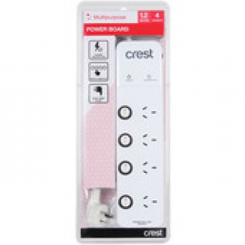 Crest Power Board 4 Socket 4 Switch Surge Protected