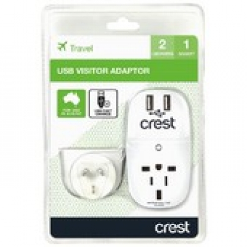 Crest Travel Adaptor 2 USB Australia New Zealand