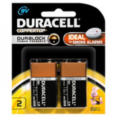 Duracell Coppertop Alkaline 9V Batteries 2 pack