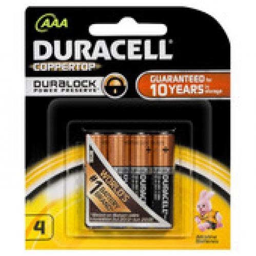 Duracell Coppertop Alkaline AAA Batteries 4 pack