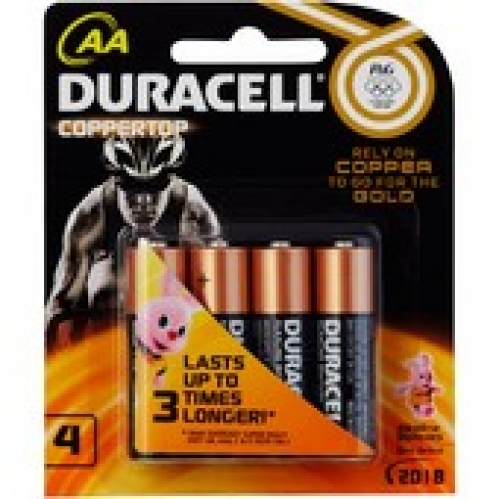 Duracell Coppertop Alkaline AA Batteries 4 pack