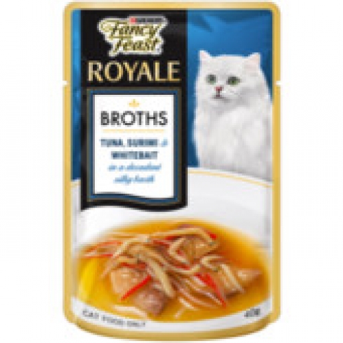 Fancy Feast Royale Broths Tuna Surimi & Whitebait Pouch Cat Food 40g