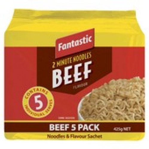 Fantastic Beef 2 Minute Noodles 5 pack 425g