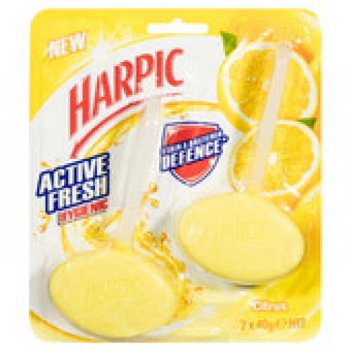 Harpic Citrus Active Fresh Hygienic Cageless Toilet Rim Block 2 pack 80g