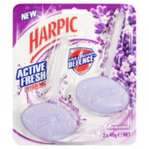 Harpic Lavendar Active Fresh Hygienic Cageless Toilet Rim Block 2 pack 80g