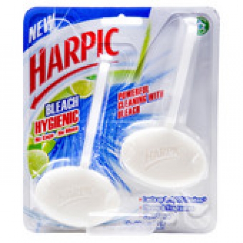 Harpic Lime Active Fresh Hygienic Cageless Toilet Rim Block 2 pack 80g
