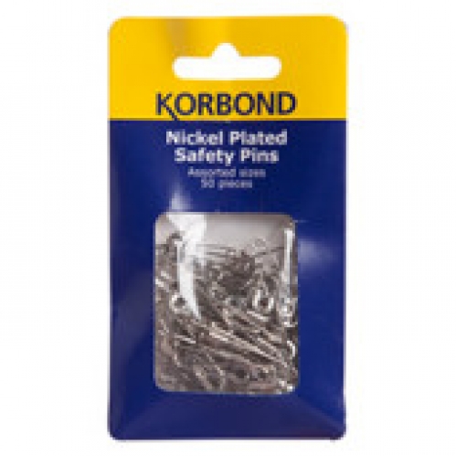 Korbond Silver Safety Pins Assorted Sizes 1 pack