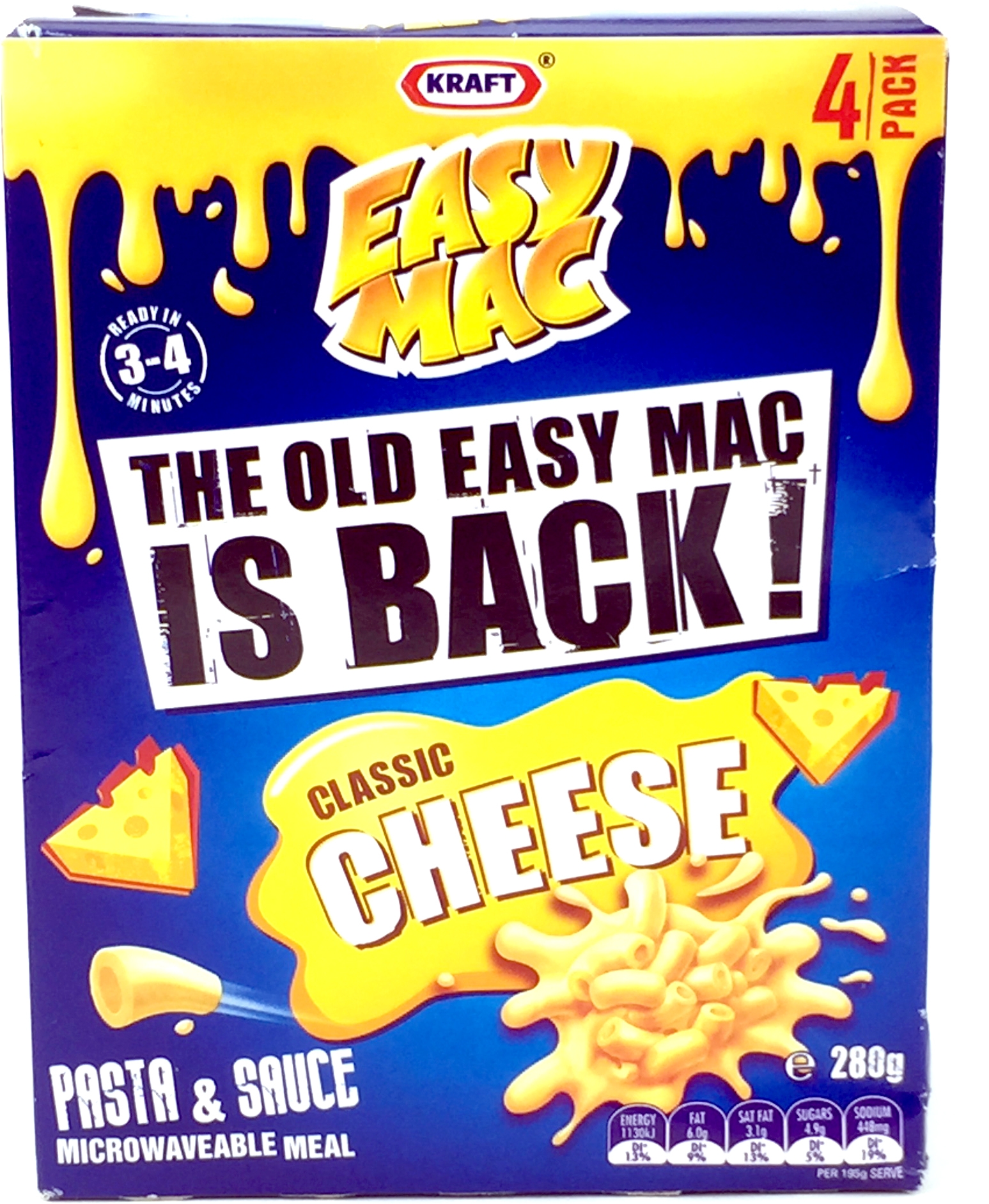 Kraft Easy Mac Cheese Microwavable Macaroni Snack Multi Pack 4 Pack 70g