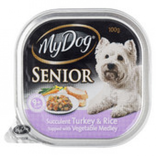 My Dog Senior Succulent Turkey & Rice Topped with Vegetable Medley Dog Food Tray 100g
