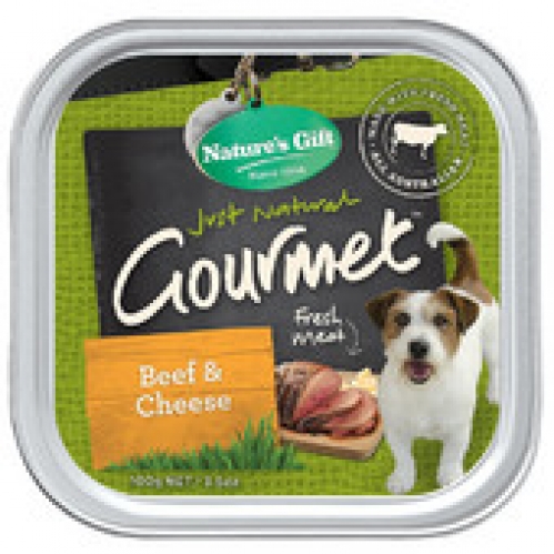 Nature's Gift Just Natural Gourmet Beef & Cheese Dog Food Tray 100g