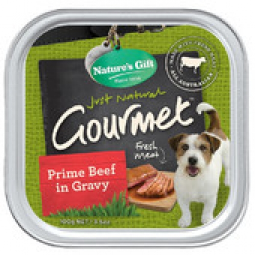 Nature's Gift Just Natural Gourmet Prime Beef in Gravy Dog Food Tray 100g
