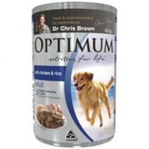 Optimum Chicken & Rice Adult Canned Dog Food 400g