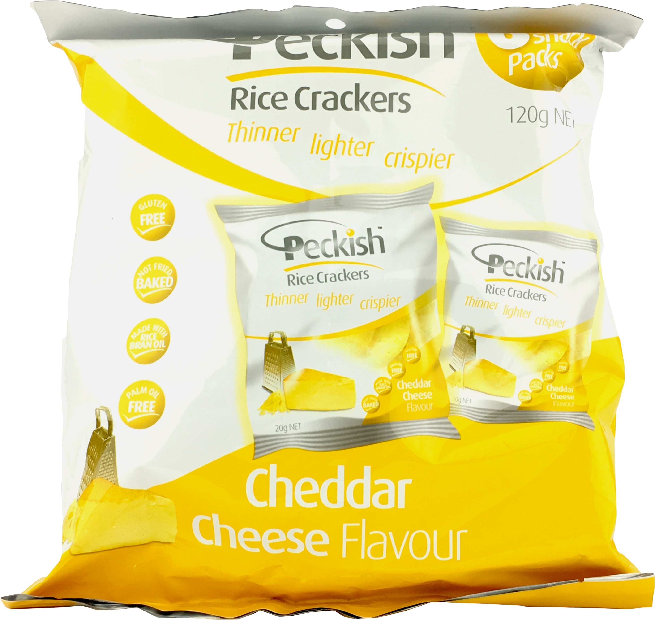 Peckish Rice Cracker Cheddar Cheese 6 pack 120g