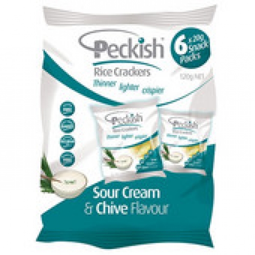 Peckish Rice Cracker Sour Cream & Chives 6 pack 120g
