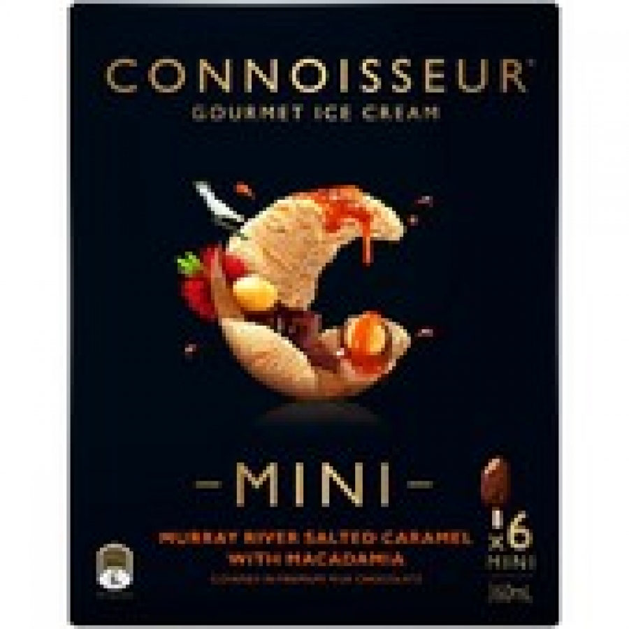 Peters Connoisseur Murray River Salted Caramel & Macadamia Mini Ice Cream 6 pack 360mL