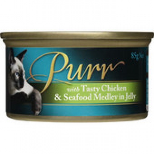 Purr Chicken & Seafood Medley in Jelly Cat Food 85g