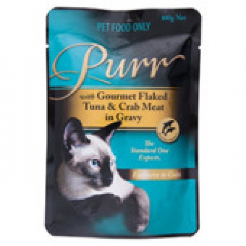 Purr Flaked Tuna & Crabmeat in Gravy Pouch Cat Food 100g