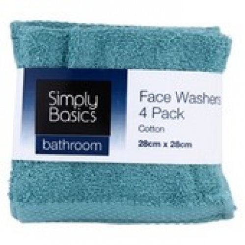 Simply Basics Face Washers Assorted 4 pack