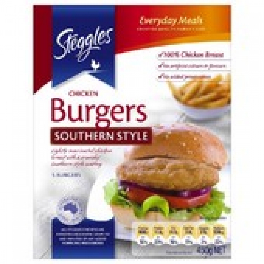 Steggles Frozen Southern Style Chicken Breast Burger 450g
