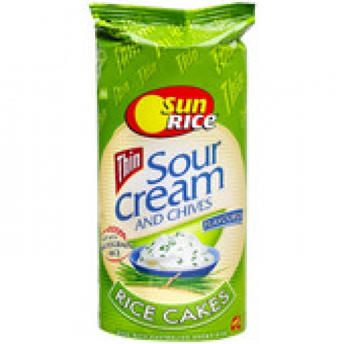 Sunrice Thin Sour Cream & Chives Gluten Free Rice Cakes 195g