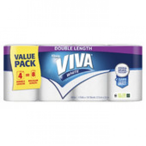 Viva Double Length White Paper Towel 4 pack