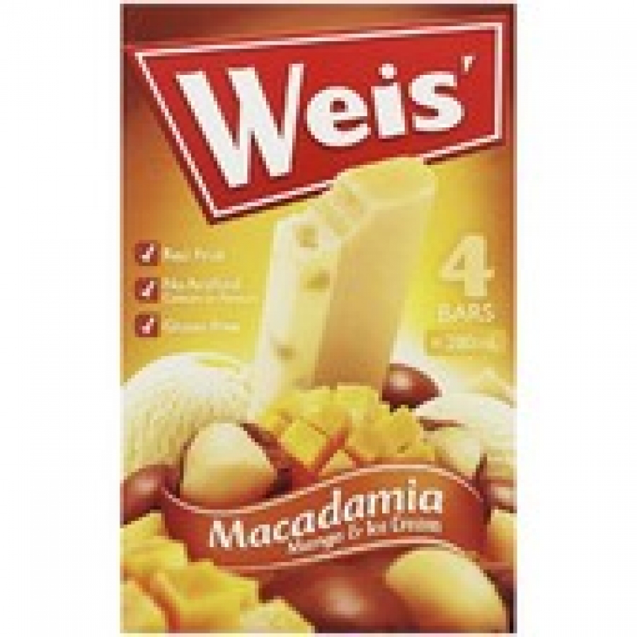 Weis Mango & Macadamia Fruit Ice Bars 4 pack 280mL