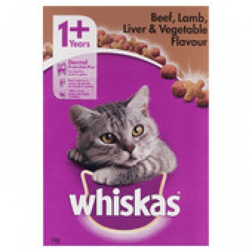 Whiskas Beef Lamb Liver & Vegatebles Adult Dry Cat Food 1kg
