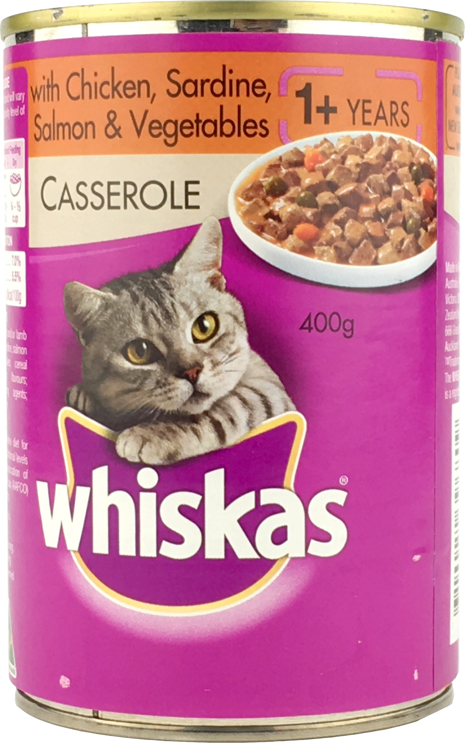 Whiskas Casserole Sardine Salmon Chicken & Vegetables Canned Cat Food 400g